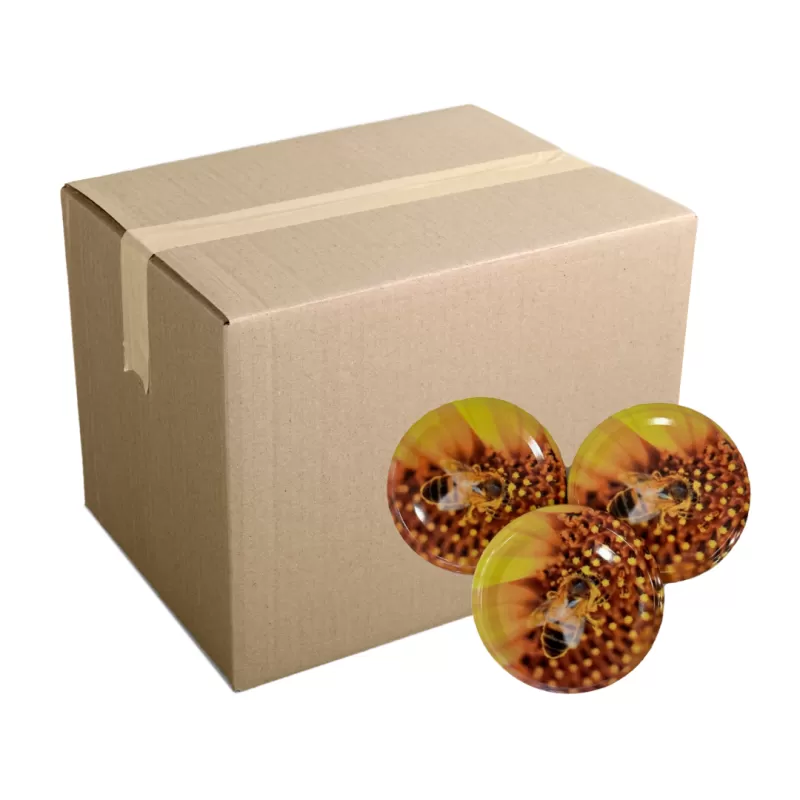 Carton de capsules abeille sur tournesol