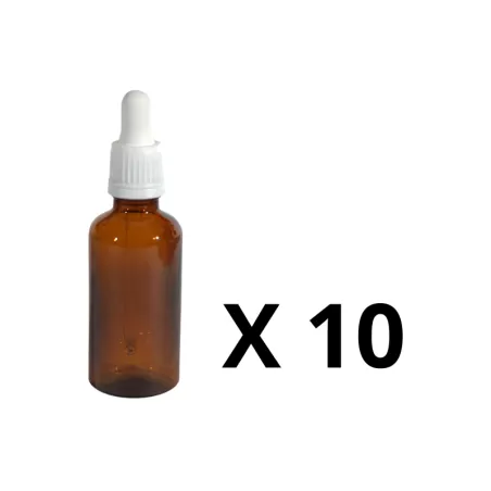 Pack de 10 - Flacon ambré vide 20 ml + pipette