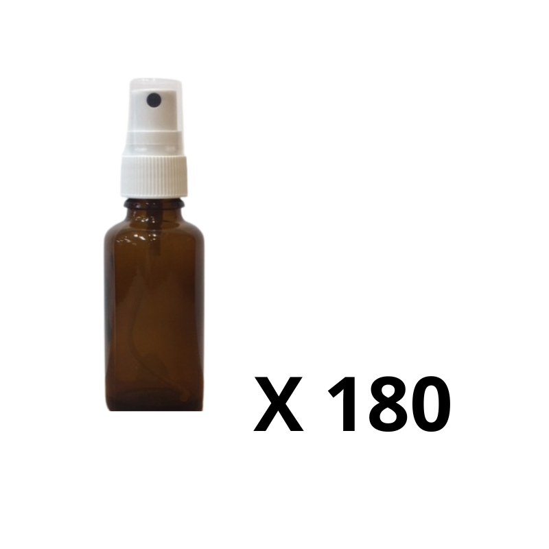 Pack de 180 - Flacon ambré vide 20 ml avec + spray