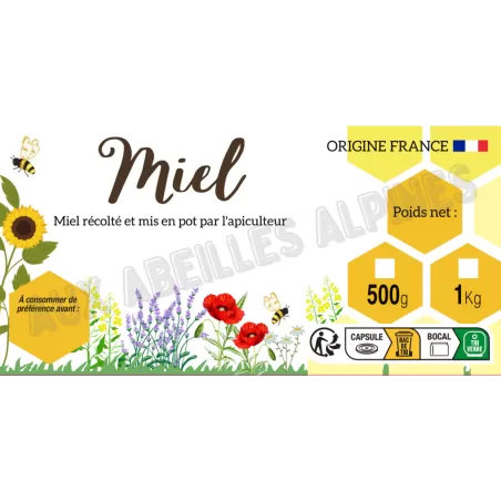 Etiquettes aux normes pour pot de miel
