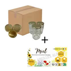 Pot 1kg (750ml) + capsules + étiquettes miel - Pack de 12