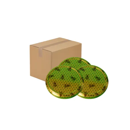 Carton d’emballages contenant des capsules or motif alveoles et abeilles T082 pour le miel