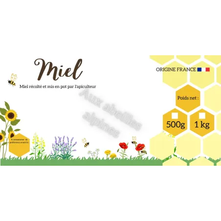 Etiquettes miel 2 en 1 (500gr et 1kg)