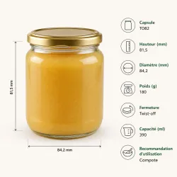 Fiche technique descriptive pot taille basse 500g 390ml
