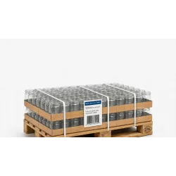 Demi-palette de pots en verre transparent 314 ml T063, sans couvercles, destinée au conditionnement et à la vente en quantité.
