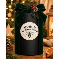 Coffret cadeau de Noël avec miel artisanal et bonbon de la Miellerie des Terres Froides
