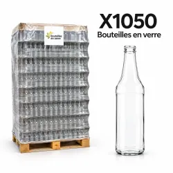 Palette de 1050 bouteilles en verre transparent avec bouteille individuelle - Aux Abeilles Alpines