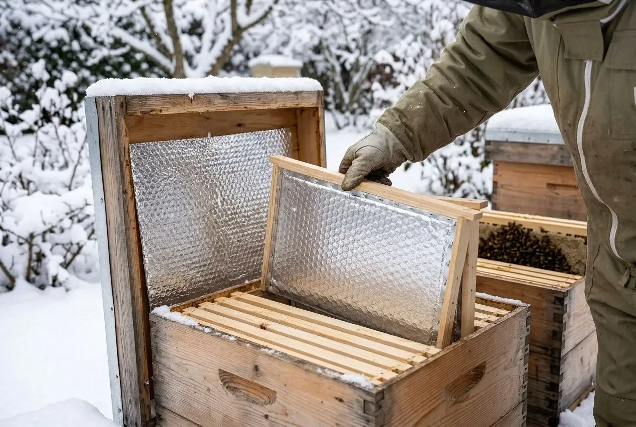 Protection des ruches contre le froid : guide d'hivernage et isolant